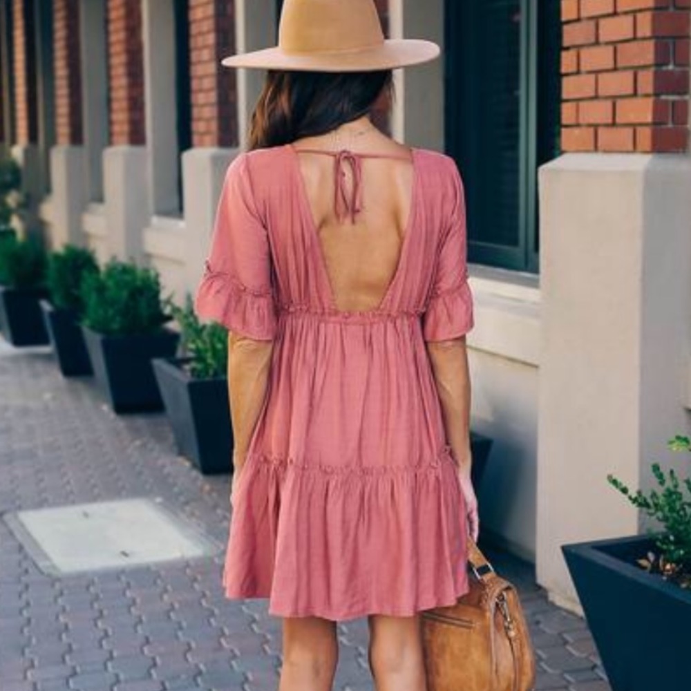 VICI There She Goes Pocketed Ruffle Dress Canyon - Picture 2 of 7